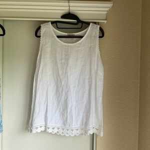BELLAMI White Lace Trim Tank Top